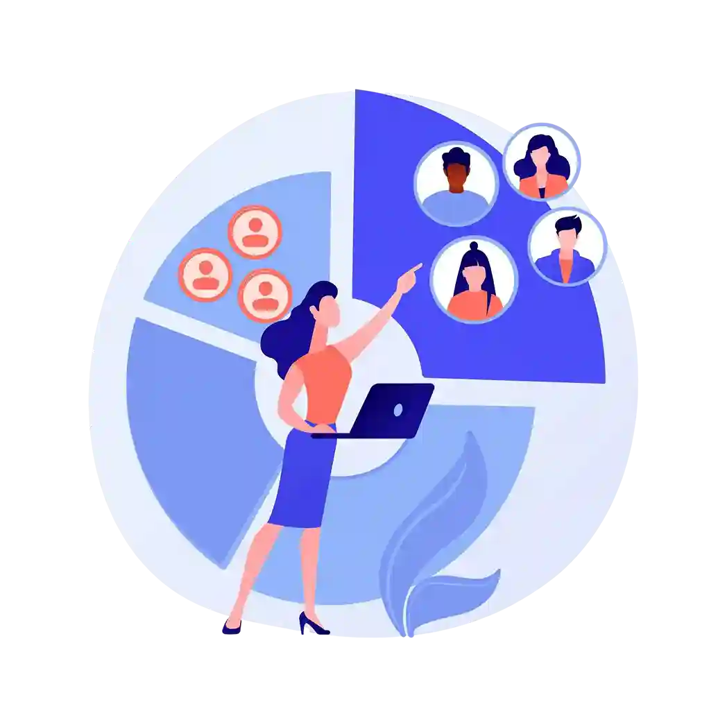 Business professional interacting with an automation workflow diagram